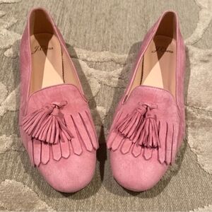 J. Crew Soft Pink Suede Tassel Fringe Loafers